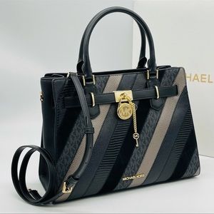 Michael Kors Medium Hamilton Satchel Bag Black Multi